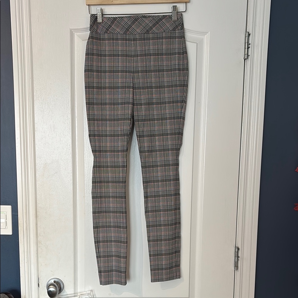 Gray and Black Skinny Plaid Pants